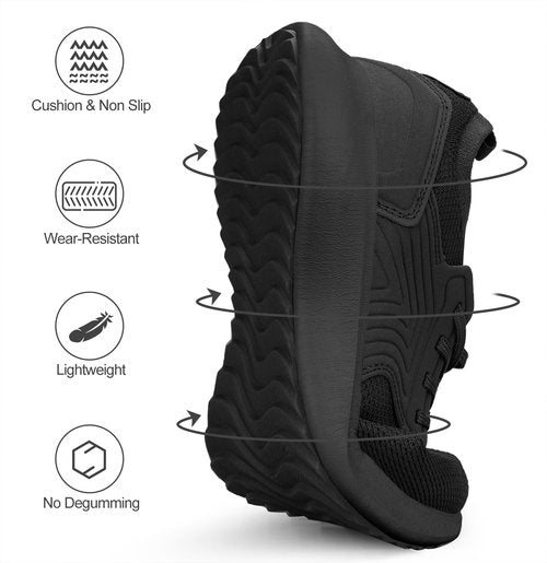 Abboos Women Running Shoes Lightweight Breathable Walking Shoes Comfortable Athletic Slip on Tennis Shoes Black 7.5