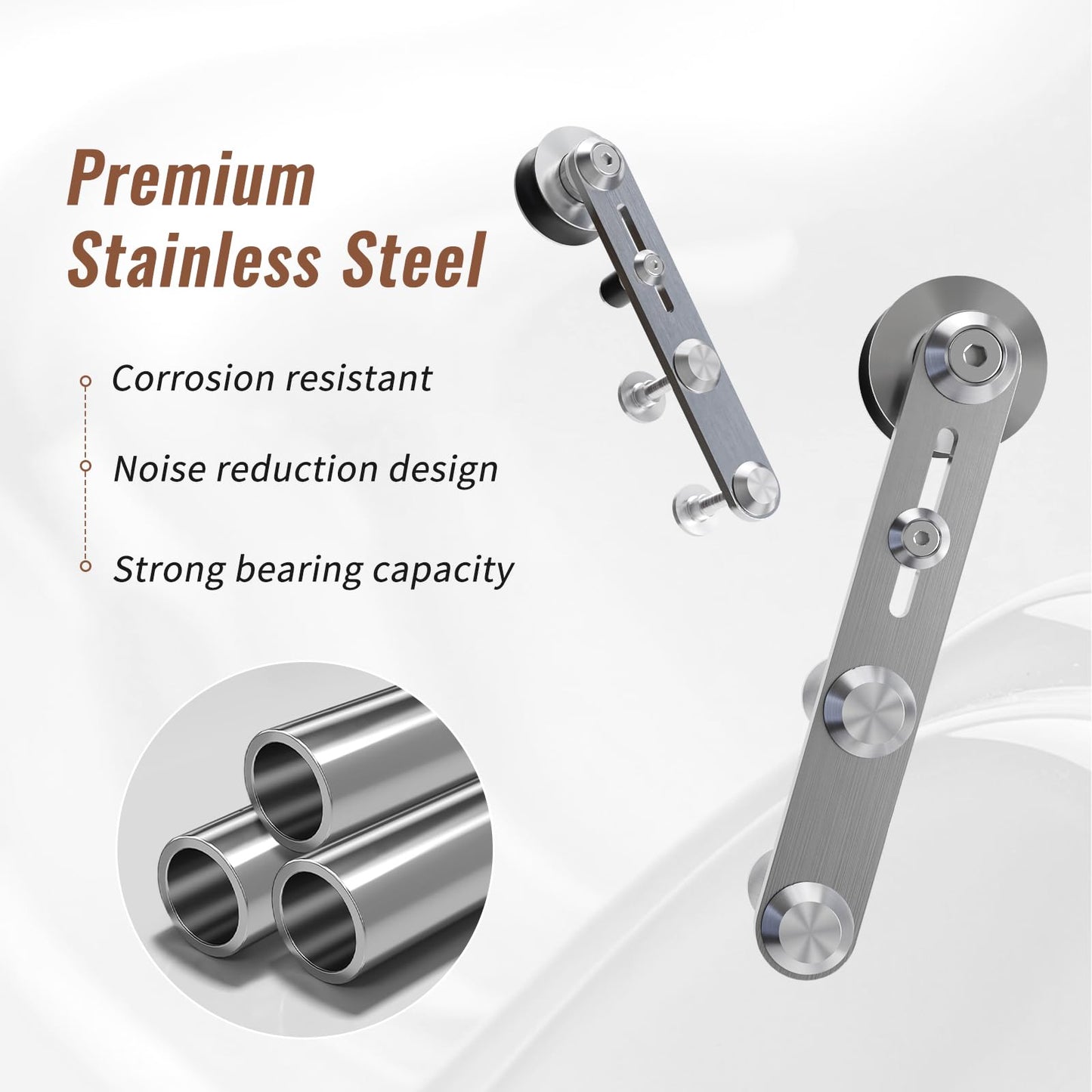 TOIMIOTOIM 6FT Stainless Steel Sliding Barn Door Hardware Kit, Slide Smoothly Quietly,Easy Install,Heavy Duty Sturdy Barn Door Track for 36" Single Wood Door