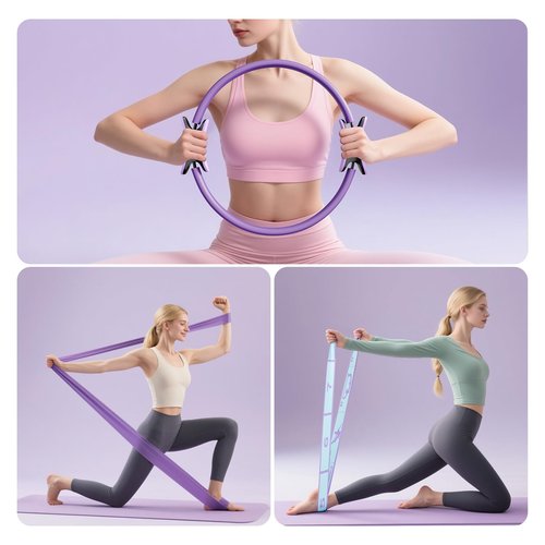 Targeted Training Pilates Kit,Upgraded Pilates Equipment for Women with 14'' Magic Circle,Figure 8 Bands,Pilates Ball & Bands to Firm Core,Thighs,Glutes & Arms at Home - Workout Guide Included