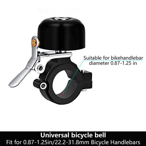 Greallthy Bike Bell Classic Brass Bicycle Bell,Bike Bells for Adults Kids, Loud Retro Bell for Road & Mountain Bikes, Universal Handlebar Fit (Black).