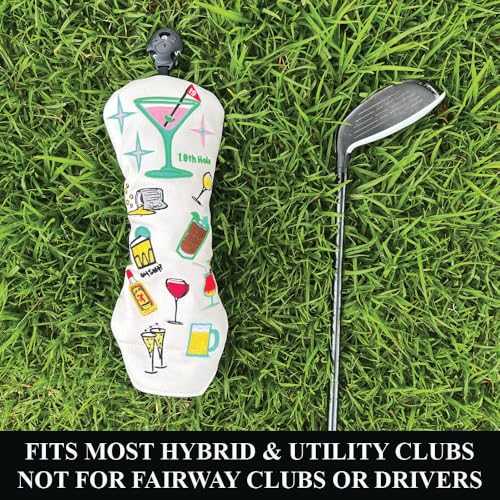 Giggle Golf Utility/Hybrid Head Cover, Funny PU Leather Club Covers for Women & Men (19th Hole)