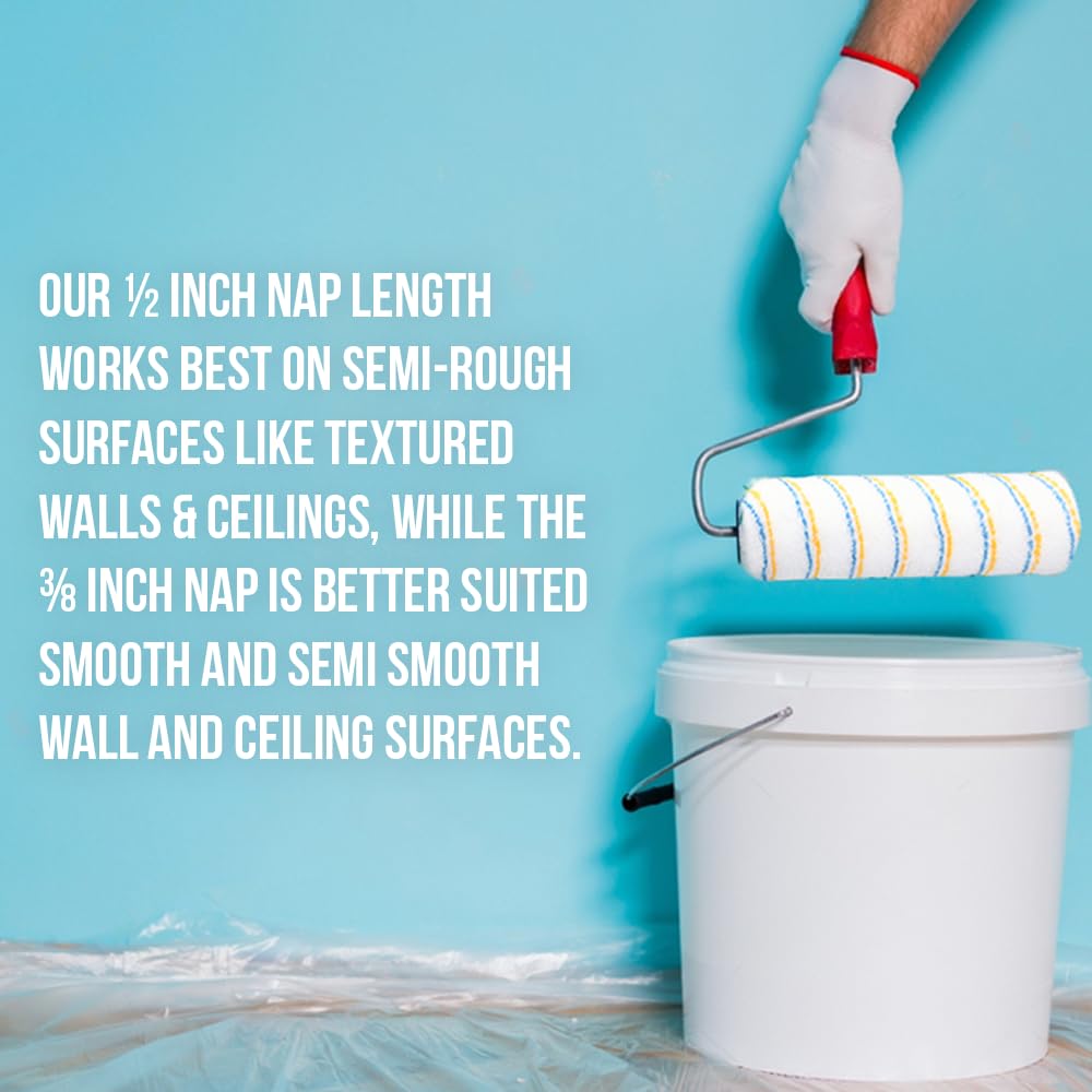 True Blue 18" Professional Paint Roller Covers, 18 Inch, Best for All Types of Painting Surfaces, Refill Bulk Pack (12, 3/8" Nap)