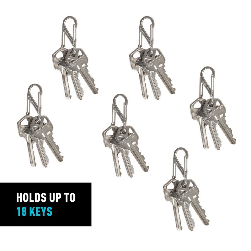 Nite Ize S-Biner Stainless Steel Dual Carabiner - Stainless Steel S-Biners for Key Organizer, Key Rings, or Belt Clip - Size 1, (6 Pack)