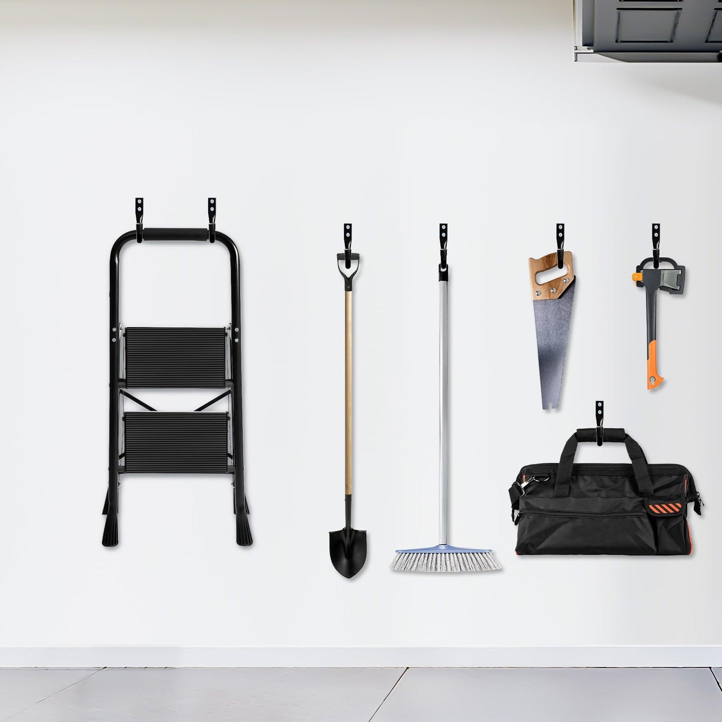 KURUI Large Metal Wall Hooks for Hanging Living Room/Bedroom/Garage, 14Pcs Garage Organization and Storage Heavy Duty Hook for Tool Coat Backpack Bag, 40 LB Black Wall Mount Hanges for Outdoor Indoor