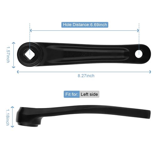 Crank Arm, 170mm Alloy Crank Left Arm, Replacement Left Hand Crank Arm, Available in Hole, Black