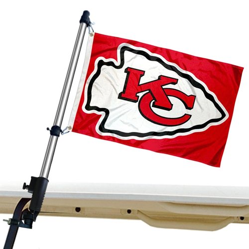 Kansas City Chiefs Golf Cart Flag Pole and Holder Mounting Bracket