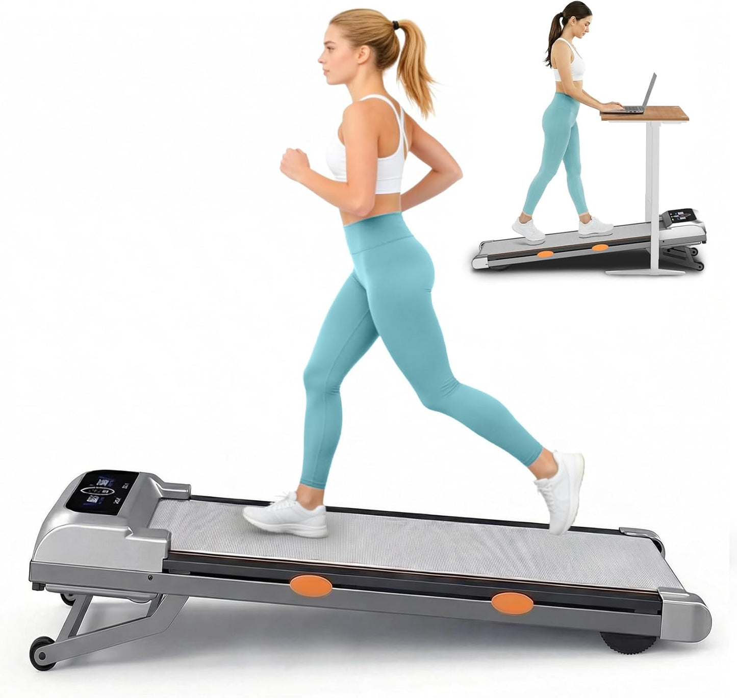 Skiennix Walking Pad - 4 in 1 Foldable Under Desk Treadmill with 12% Incline & Adjustable Height | 350LBS Capacity, LED Display