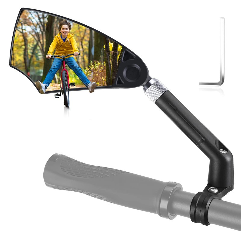 WEST BIKING Anti-Glare Handlebar Bike Mirror - Bike Rear View Mirror With Retractable & 360 ° Adjustable Lens, Foldable Bicycle Mirror For 20-23mm Handlebar（left）