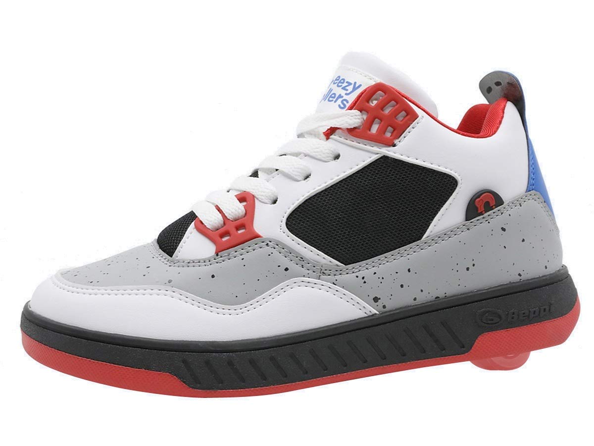 Beppi Roller Sneakers for Girls & Boys –Skate Shoes with Wheels White/Gray, Size 12.5