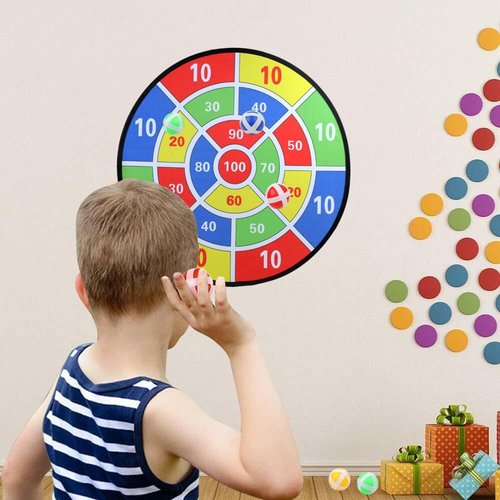 Kids Dart Board Game Set - Large Sticky Dart Board with 24 Balls | Fun Indoor & Outdoor Game for Ages 3-10