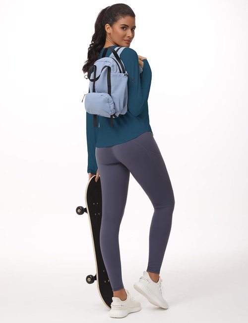 Gym People Women's Long Sleeve Workout Shirt - Athletic Crewneck Hiking Top with Thumb Hole