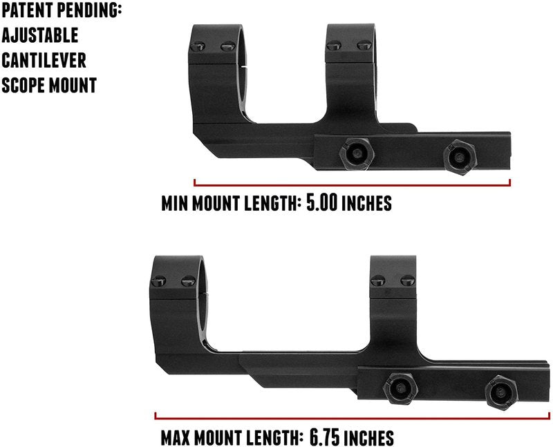 Monstrum Offset Adjustable Spacing Extended Scope Mount with Picatinny Base | 1 inch Diameter