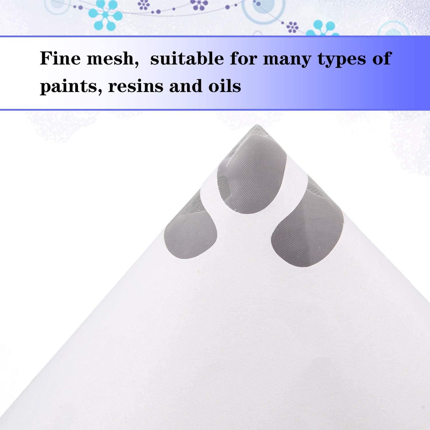 JANYUN 100Pcs Paint Filter, 190 Micron Resin Filter Disposable Paint Strainers for Automotive Spray Paint, Art Painting Cooking Oil Filter with Cone Silicone Funnel Filter