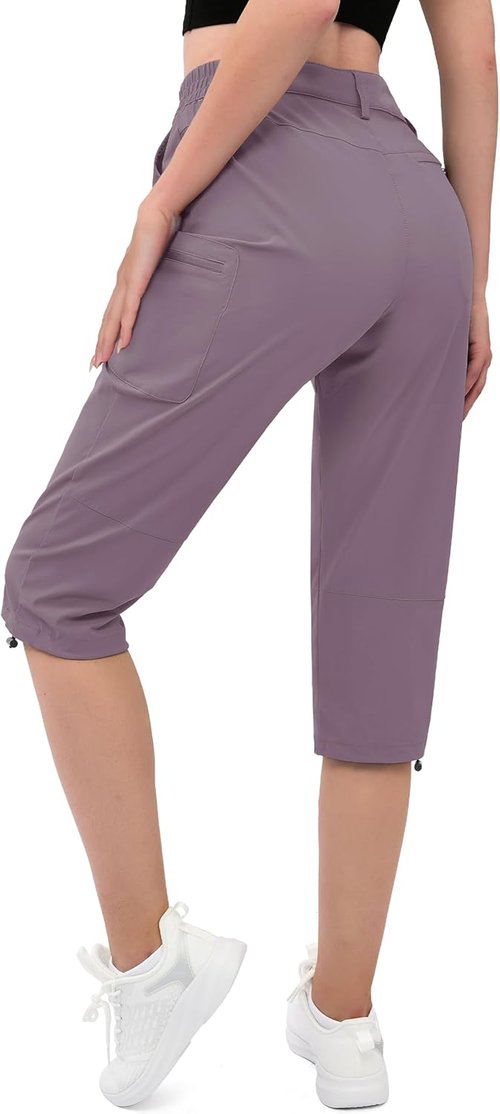 MAGCOMSEN Women's Hiking Capris - Lightweight, Stretch Water-Resistant Cargo Pants with 5 Pockets