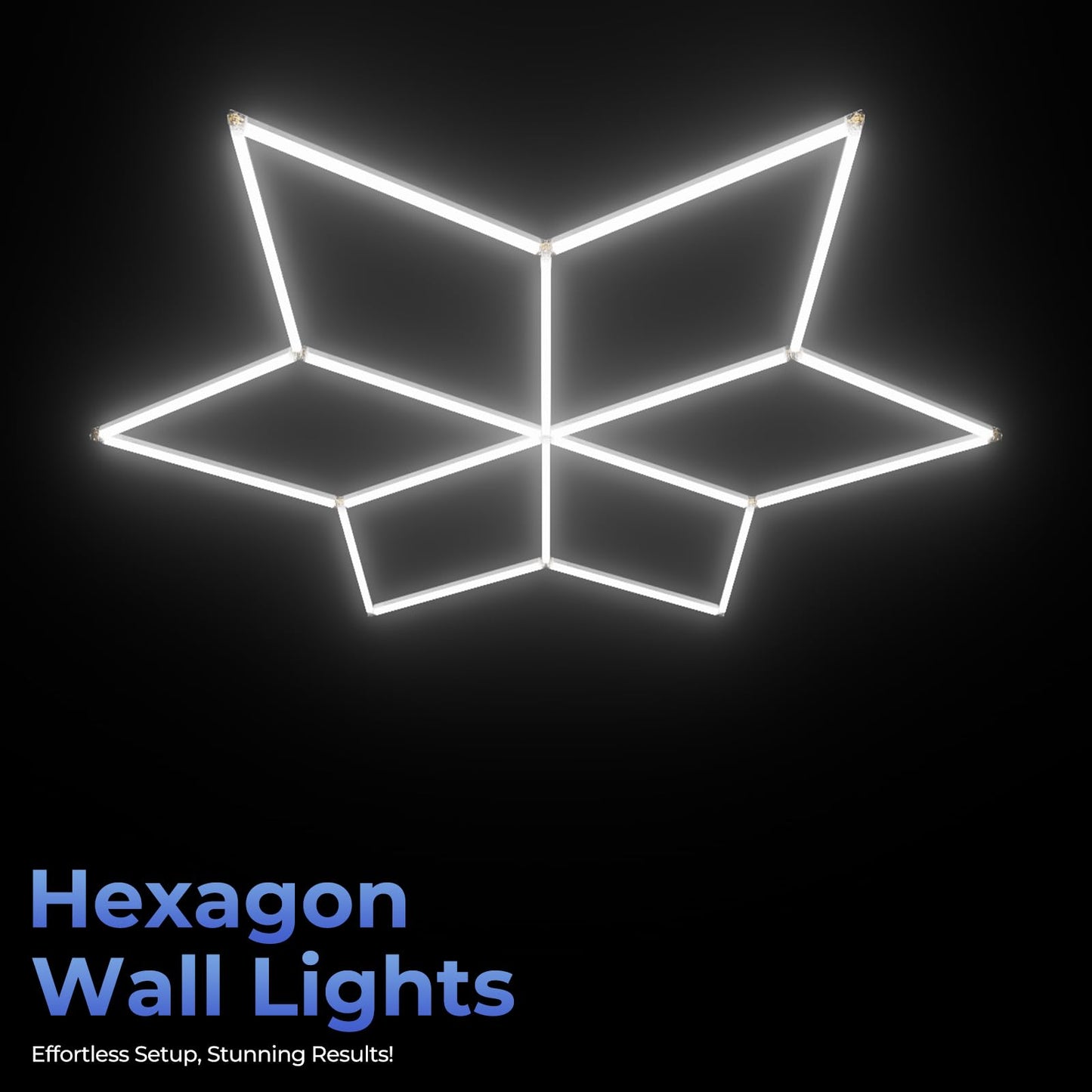 ALLYES Hexagon Garage LED Lights - 6500K 8910LM, Snowflake-Shaped Ceiling Light for Workshops, Basements, Gyms