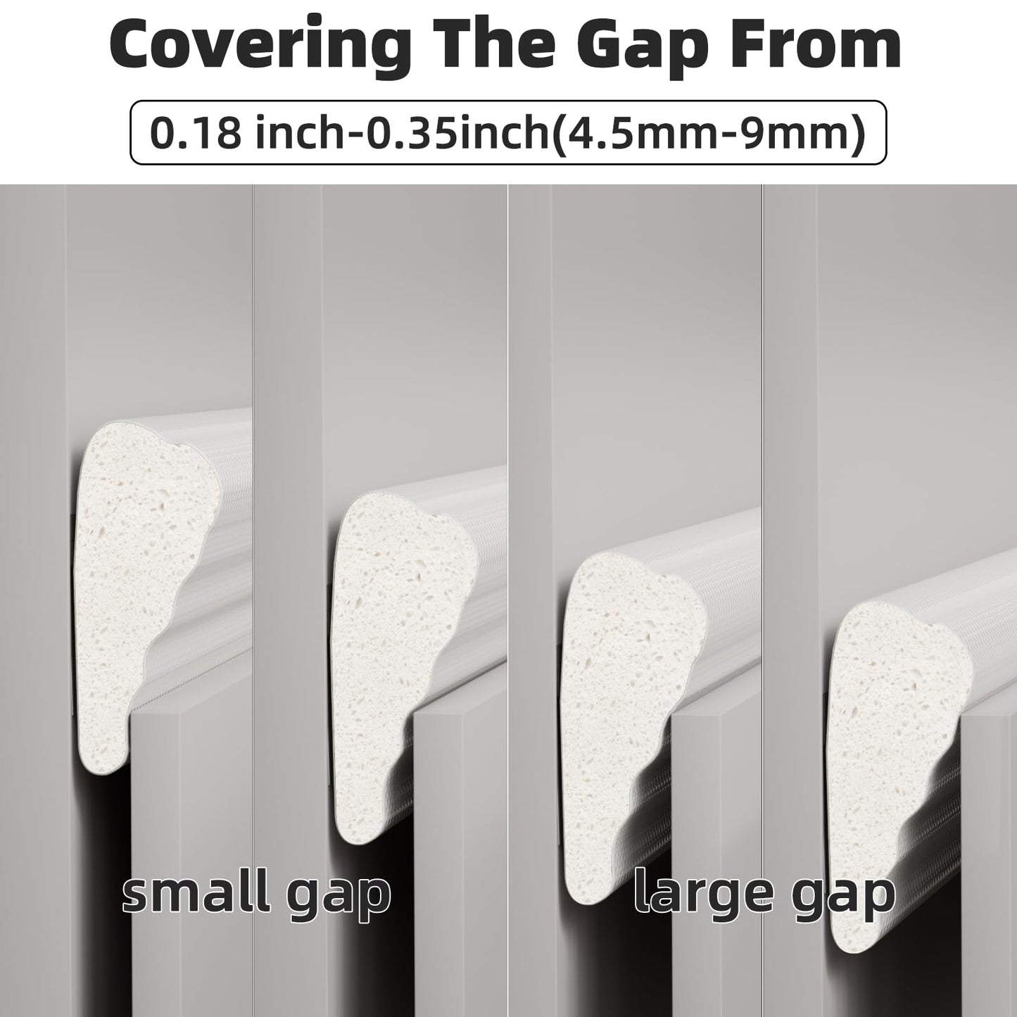 ESUFEIR 118" Wedge Window Weather Stripping Door Gap Filler,Adhesive Window Insulation for Winter Door Seal Strip,Soundproof Foam Tape for Frame,White