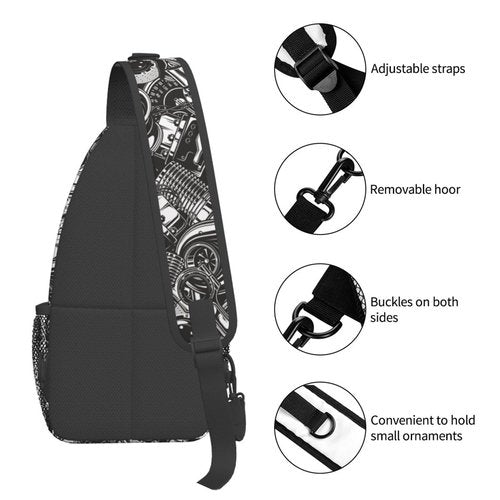 Wizfuyq Automobile Car Parts Sling Backpack For Men Women Hiking Daypack Crossbody Shoulder Bag Travel Chest Pack