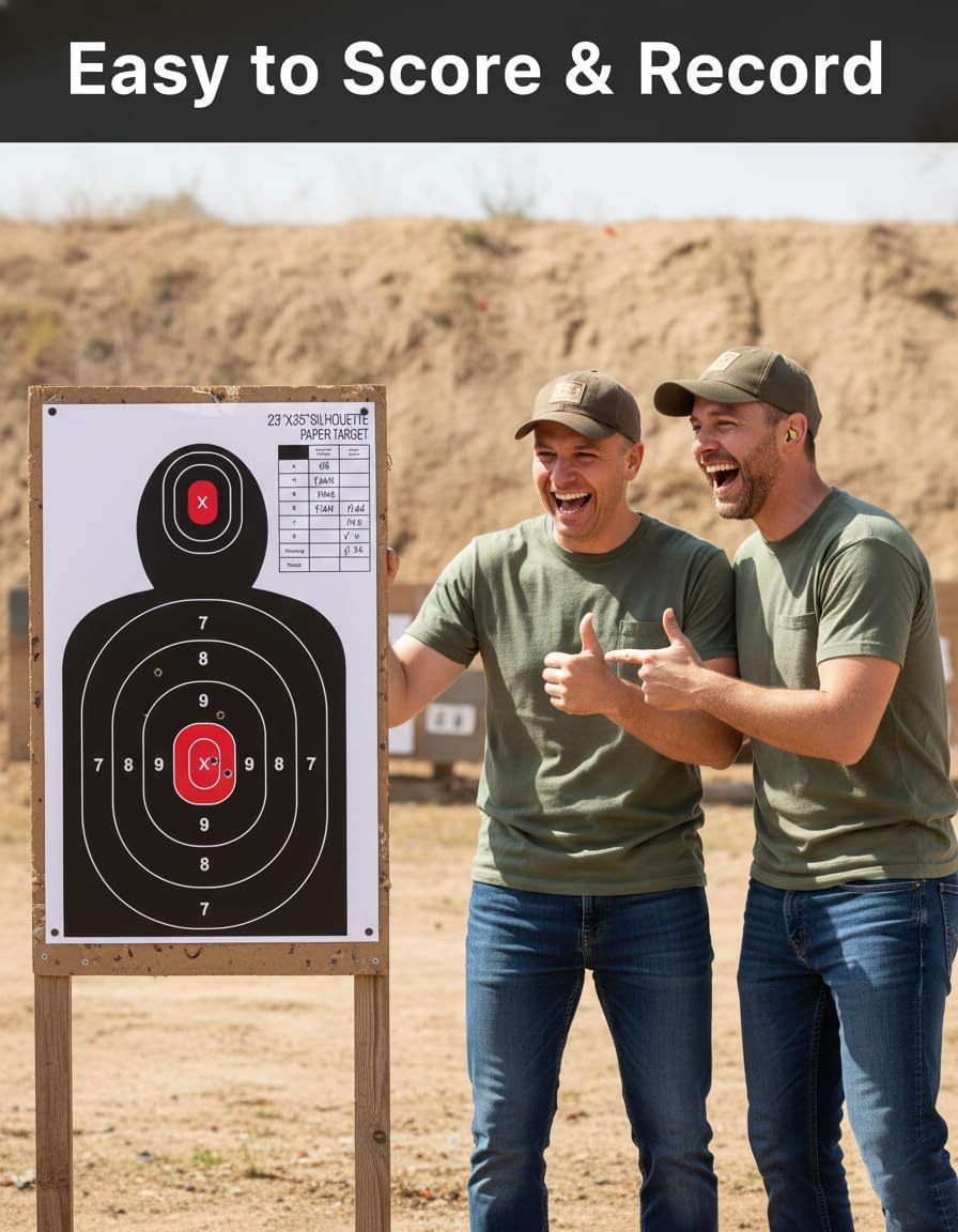 Paper Silhouette Shooting Targets by [Brand Name] - 23x35 Inch for Indoor/Outdoor Use | Ideal for Handguns, Rifles & Airguns