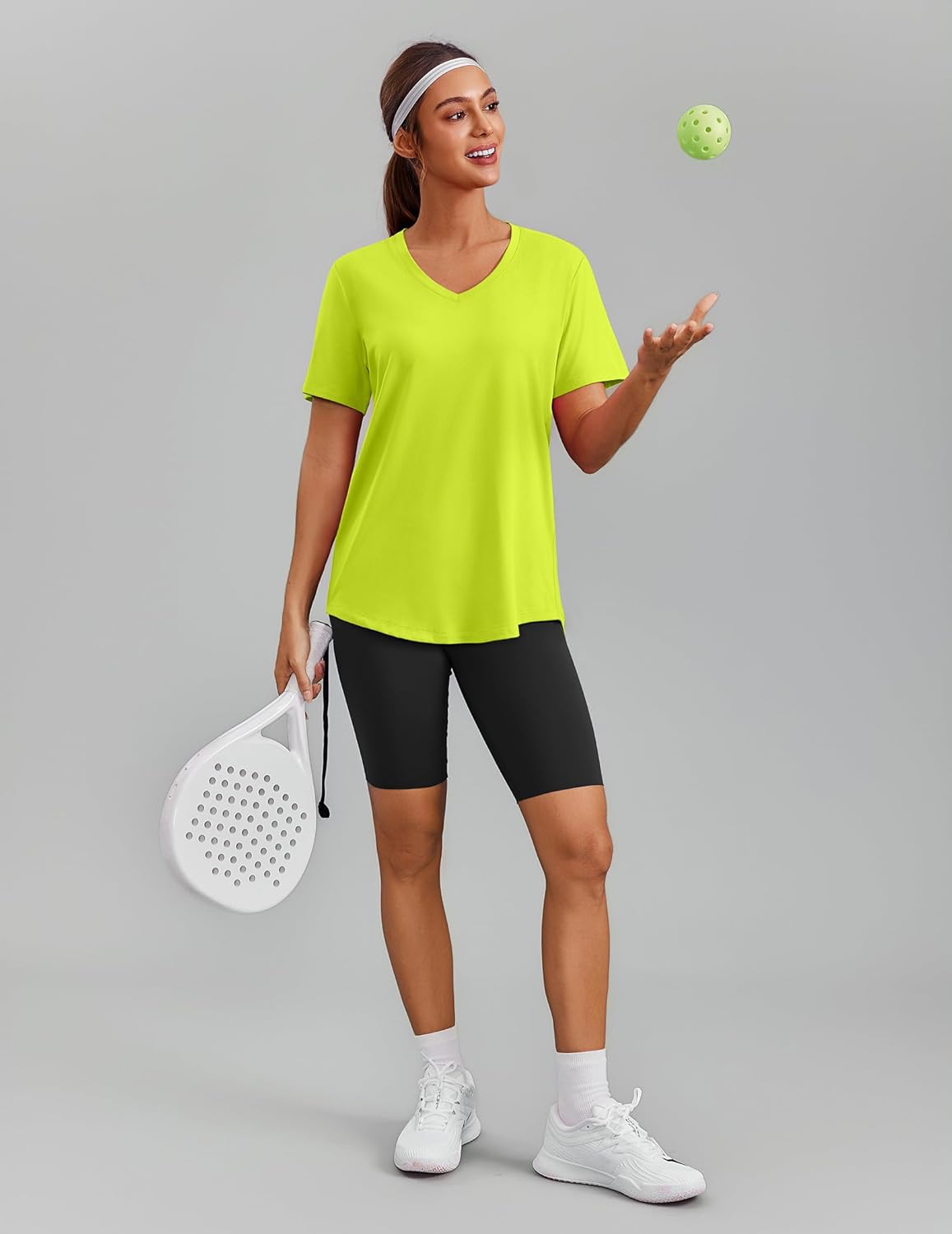 PINSPARK Soft Workout Tops - Women's Short Sleeve V-Neck Gym Shirts | Moisture-Wicking & UPF 50+ Protection