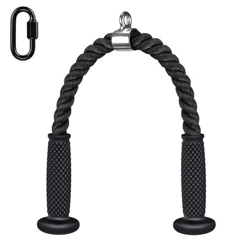 Kipika Tricep Rope 28 Inch, Rope Pull Down Attachment for Cable Machine, Heavy Duty Nylon Rope with Comfortable Soft Handle