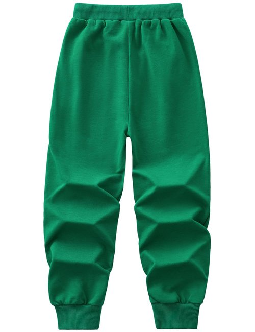 WIYOSHY Kids' Solid Color Drawstring Cotton Sweatpants Jogger Pants for Boys & Girls 4-12Years (US, Numeric, 8, Regular, Pure Green)