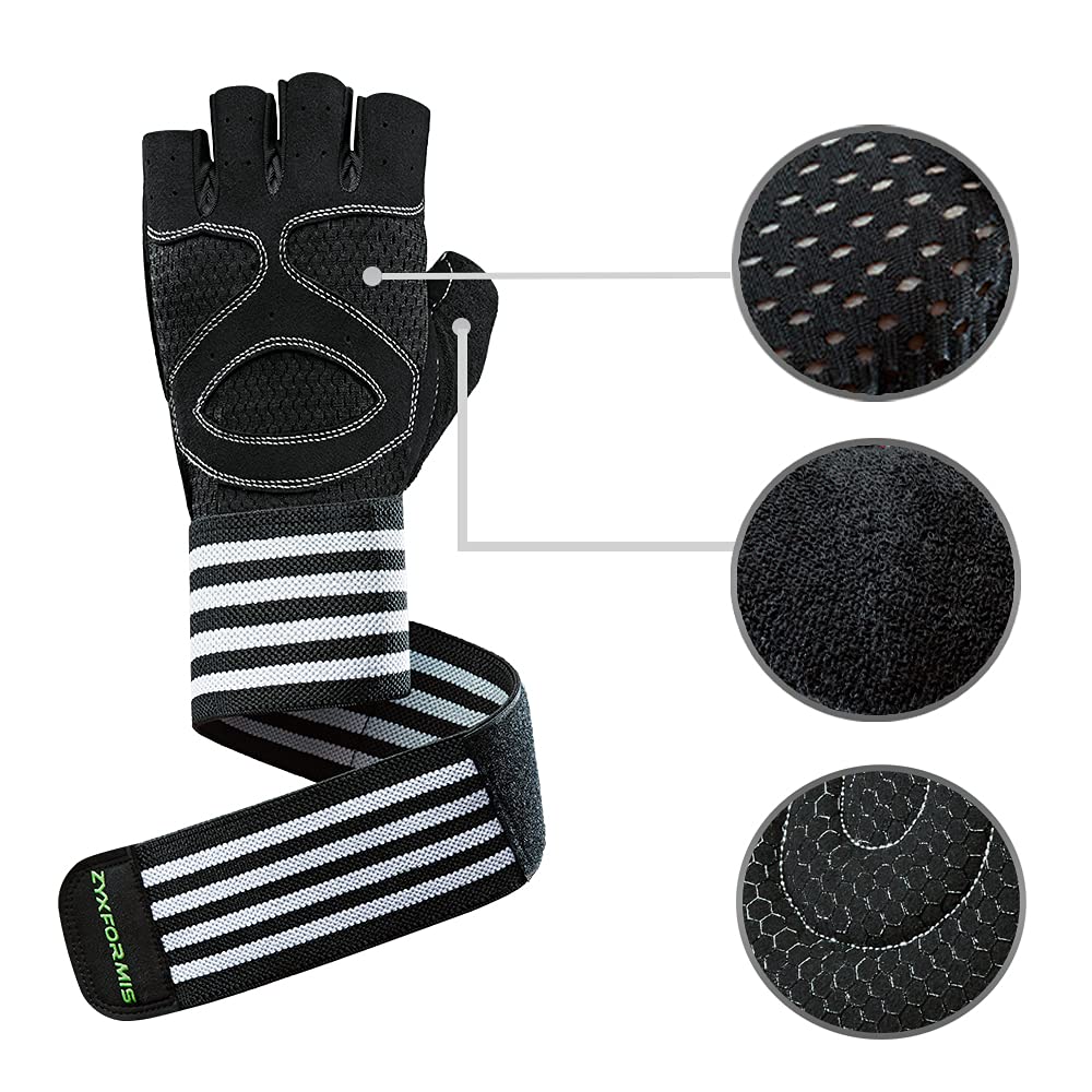 Zyxformis Workout Gloves for Men and Women, Breathable Lightweight Weight Lifting Gloves with Wrist Wrap Support, Excellent Grip Full Palm Protection for Weightlifting Fitness Training Climbing Gym