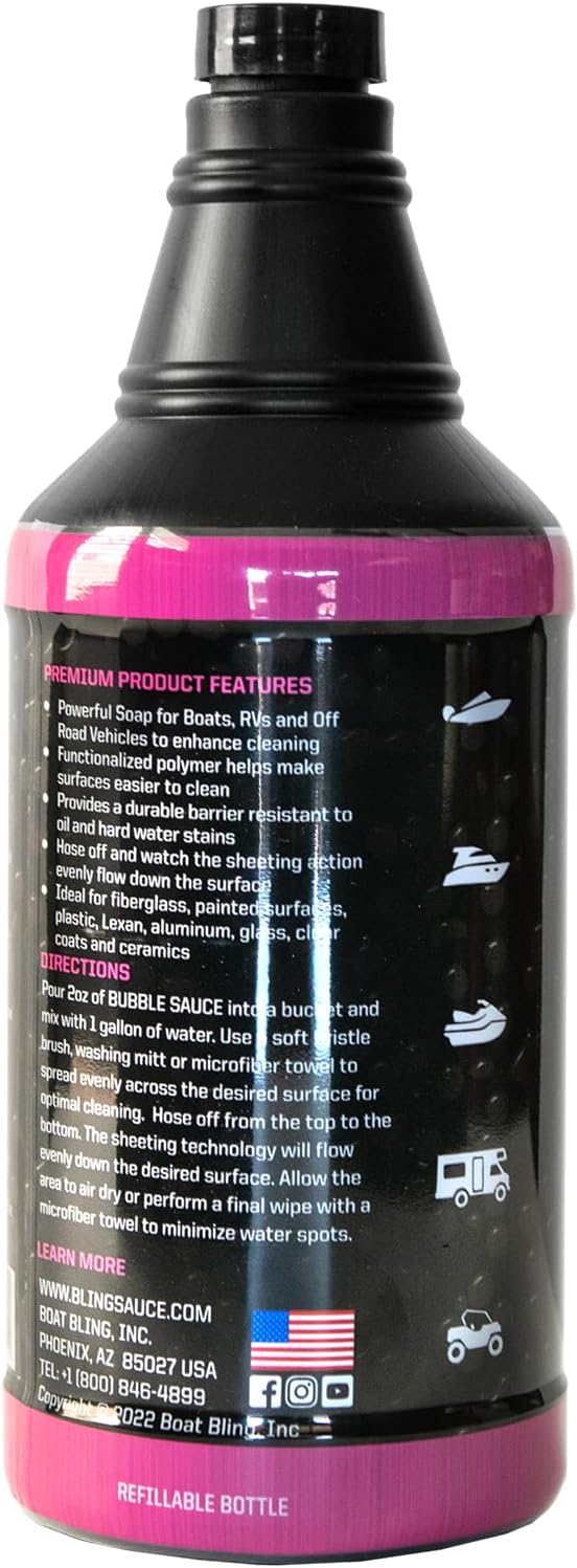Bubble Sauce | Advanced Sheeting Boat & RV Soap - Ideal for Fiberglass, Painted Surfaces, 32 oz.