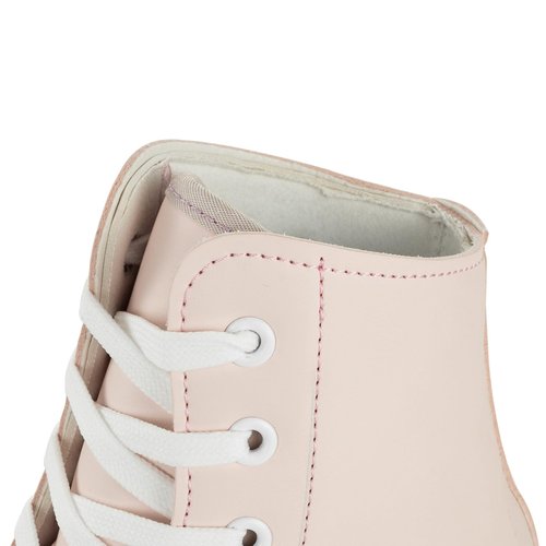 jessie Roller Skates for Women Men Transparent Flash Wheel, High Top PU Leather Classic Double-Row Roller Skates, Indoor Outdoor Roller Skate for Beginner(Pearl Pink, 7 Size)