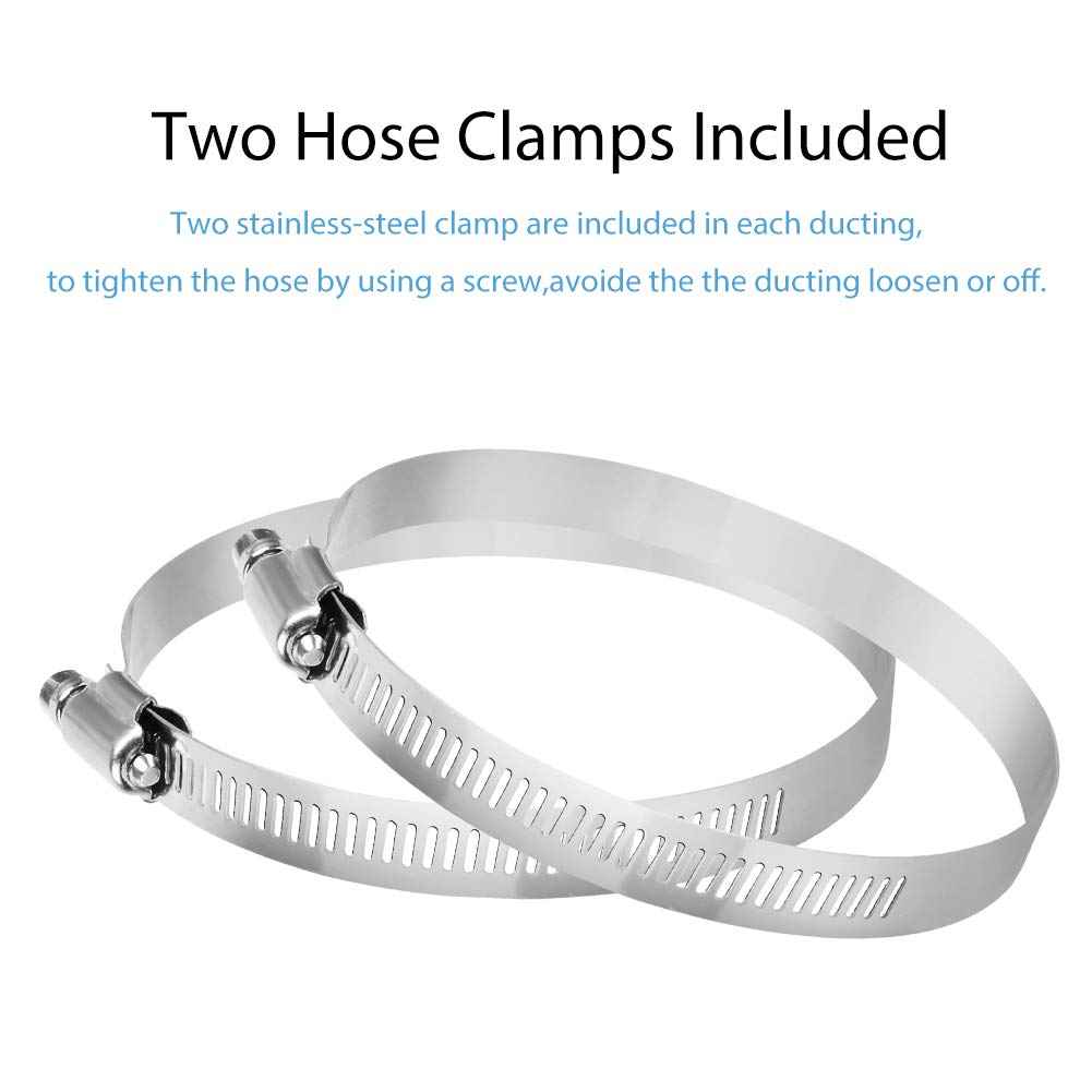 YIJUHOU 4 Inch 25FT Dryer Vent Hose, Non-Insulated Air Duct for Exhaust Fan Grow Tent, with 2 Clamps