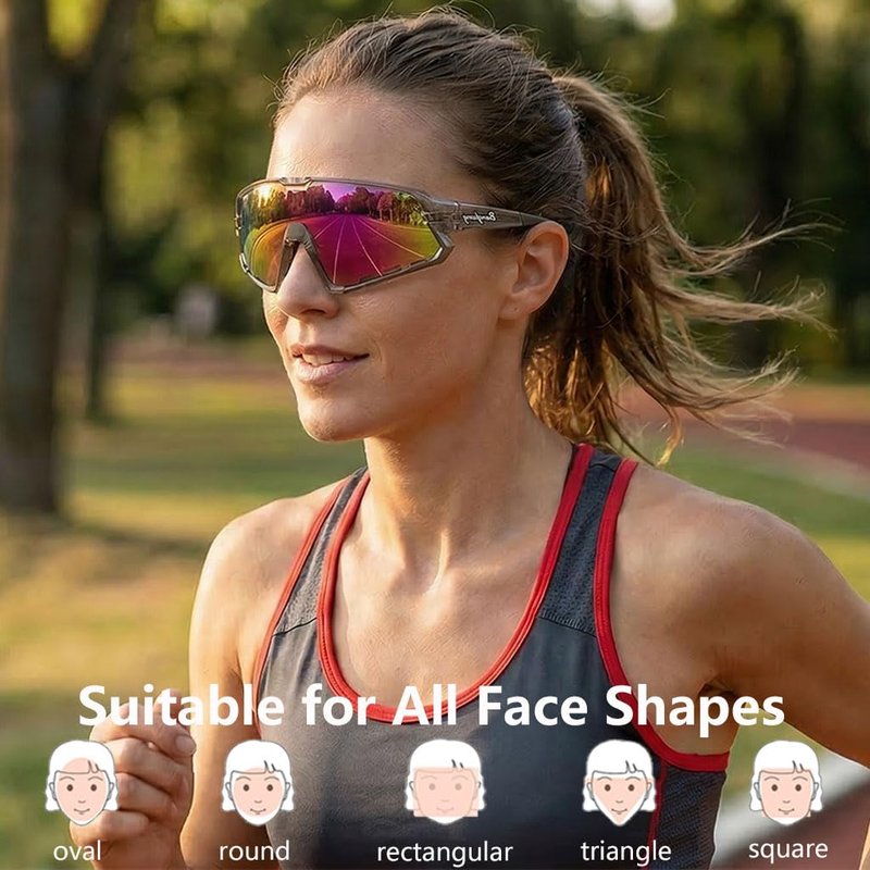 BangLong Running Sunglasses for Men Women - UV400 Protection Sports Sunglasses for Running Cycling Baseball Fishing(Grey Pink)