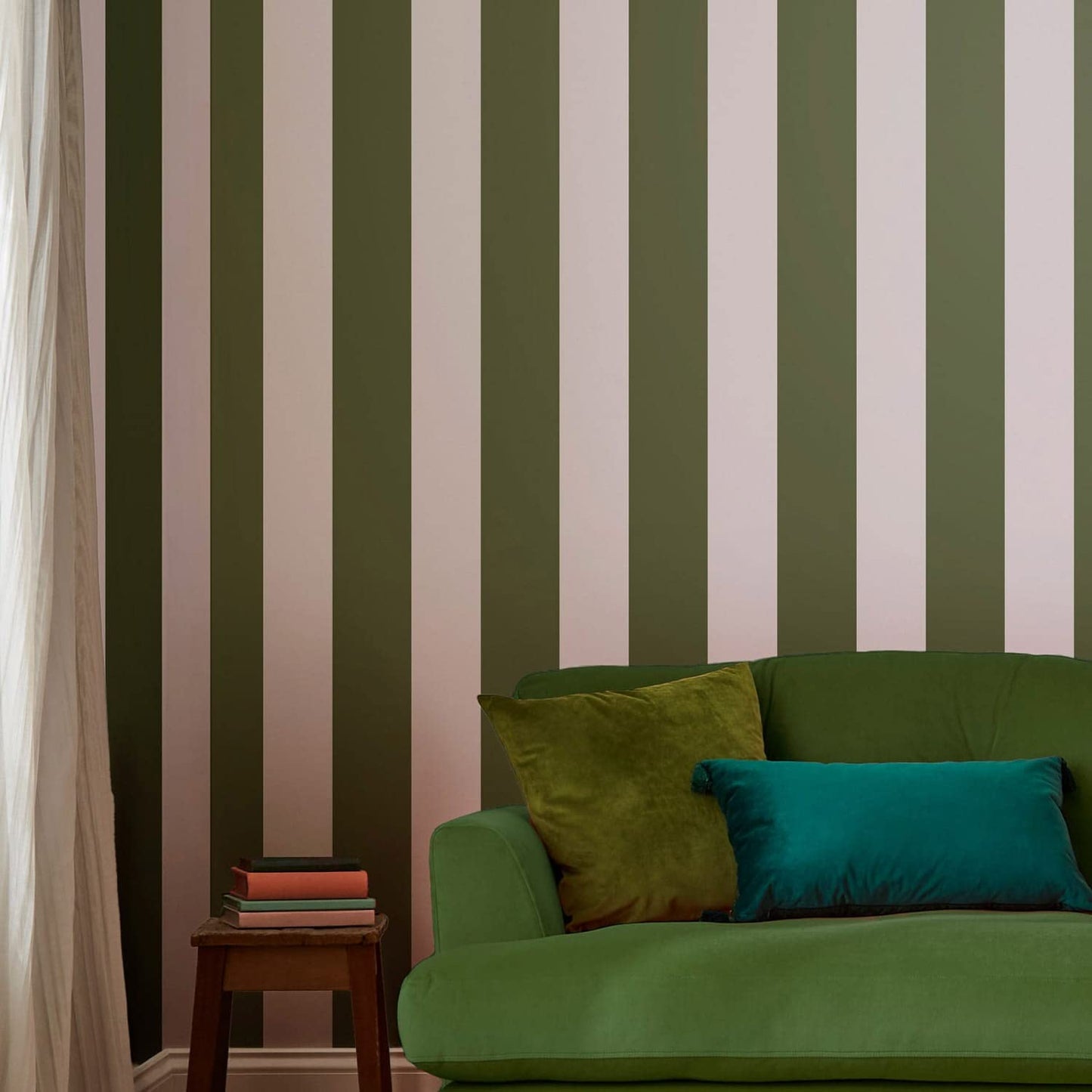 Joules Harborough Stripe Olive Green Wallpaper