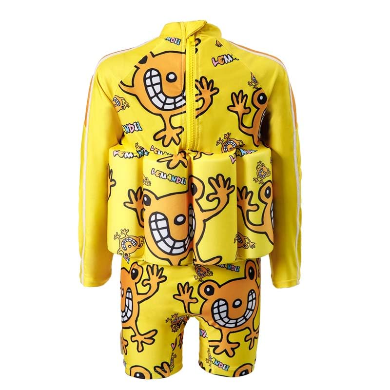 ELUCKFACE 5-6 Years Yellow Toddler Kids Float Swimsuit with Adjustable Buoyancy UPF 50+