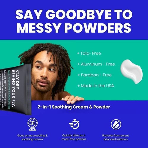Ballsy Groin Deodorant for Men, Ballguard, Anti-Chafing, Anti-Itch Groin Cream, Quick Drying Liquid Powder, Protects from Sweat, Odor, and Irritation 3.4 oz (2 Pack)