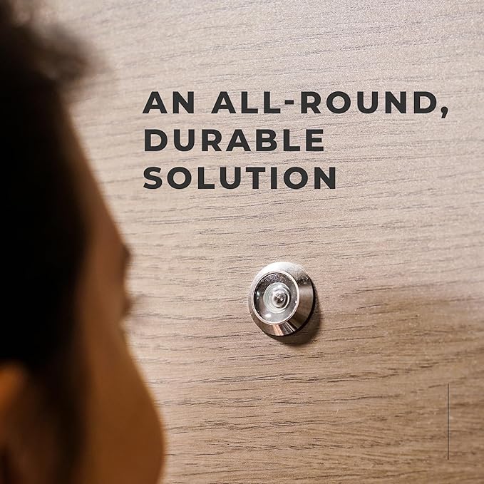 MomsUnited – Peep Holes for Door – Peephole with 200° Wide Viewing Angle – Peephole for Front Door – for Enhanced Door Security – Easy Installation – Includes Drill & Allen Wrench- Pack of 1