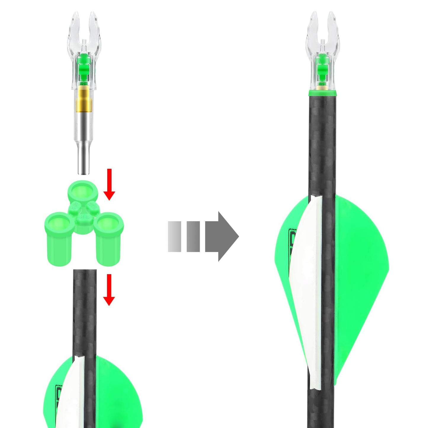 ACDSHOT 6 Pack X Lighted Nocks for Arrows with .204 .233 .244 .246 Inside Diameter with H, S, GT Bushings High Visibility Lighted Arrow Nocks
