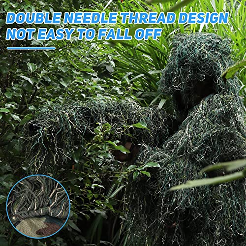 ZORVEM Kids Large Ghillie Suit Camouflage Hunting Apparel for Youth & Teen