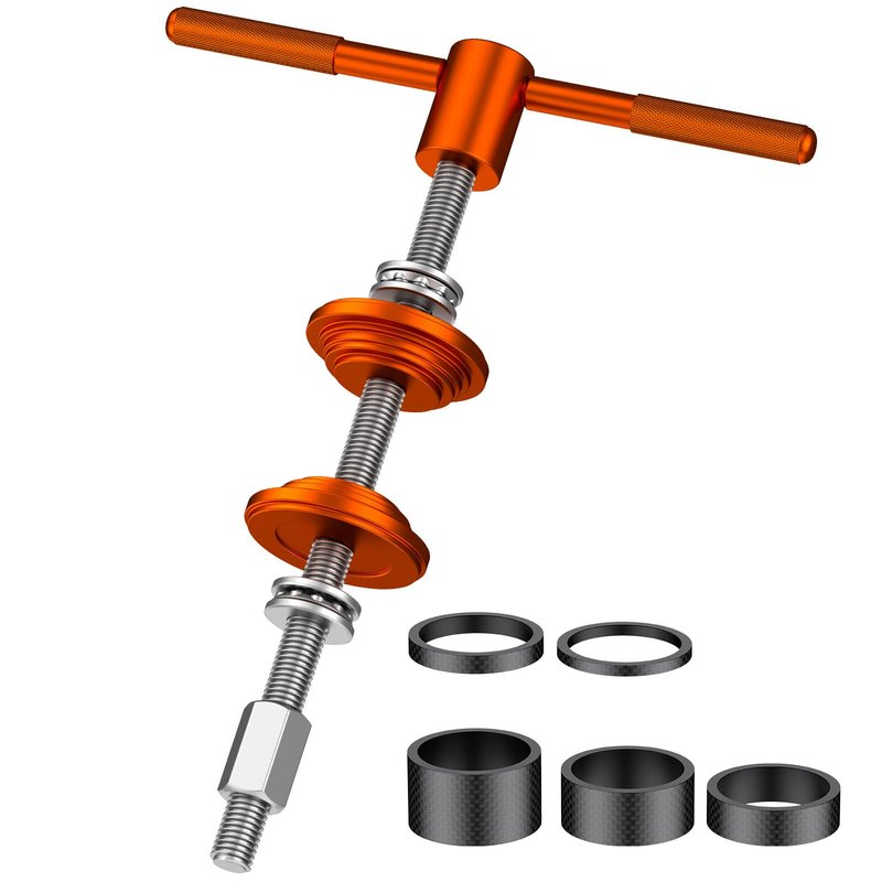 Pawfly Bike Headset Press Tool, Bicycle Headset Bearing Press-in Tool, Bike Headset Cup and Bottom Bracket Press Install Tool for Most BBS, with 1-1/8 Inch Carbon Fiber Headset Spacers
