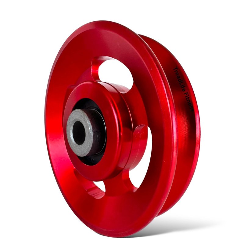 TreadLife Fitness 3.5" Universal Pulley Wheel w/Gym Grade Bearings | Replacement for Cable Pulley System Gym | Heavy Duty Cable Machine Attachment | Red
