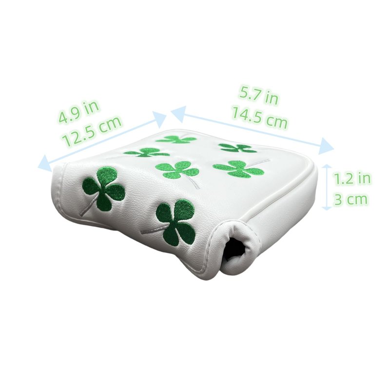 Square Mallet Putter Headcover Head Cover, Golf Putter Covers Magnetic Closure Lucky Clover Design Golf Club Covers, Waterproof PU Leather Golf Putter Cover for Men and Women