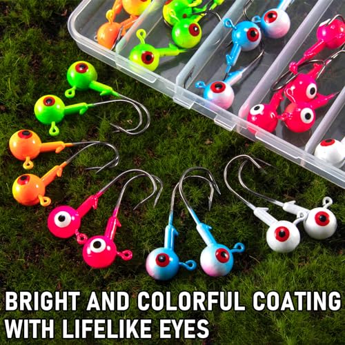 Alwonder 3/8oz Colorful Fish Jig Heads with 3D Eyes for Freshwater & Saltwater Fishing