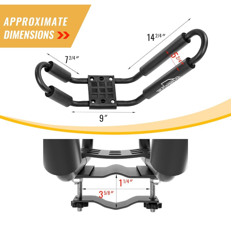 AA-Racks J-Bar Rack for Kayak Carrier Canoe Boat Paddle Board Surfboard Roof Top Mount on Car SUV Truck Crossbar with 16 Ft Ratchet Lashing Straps