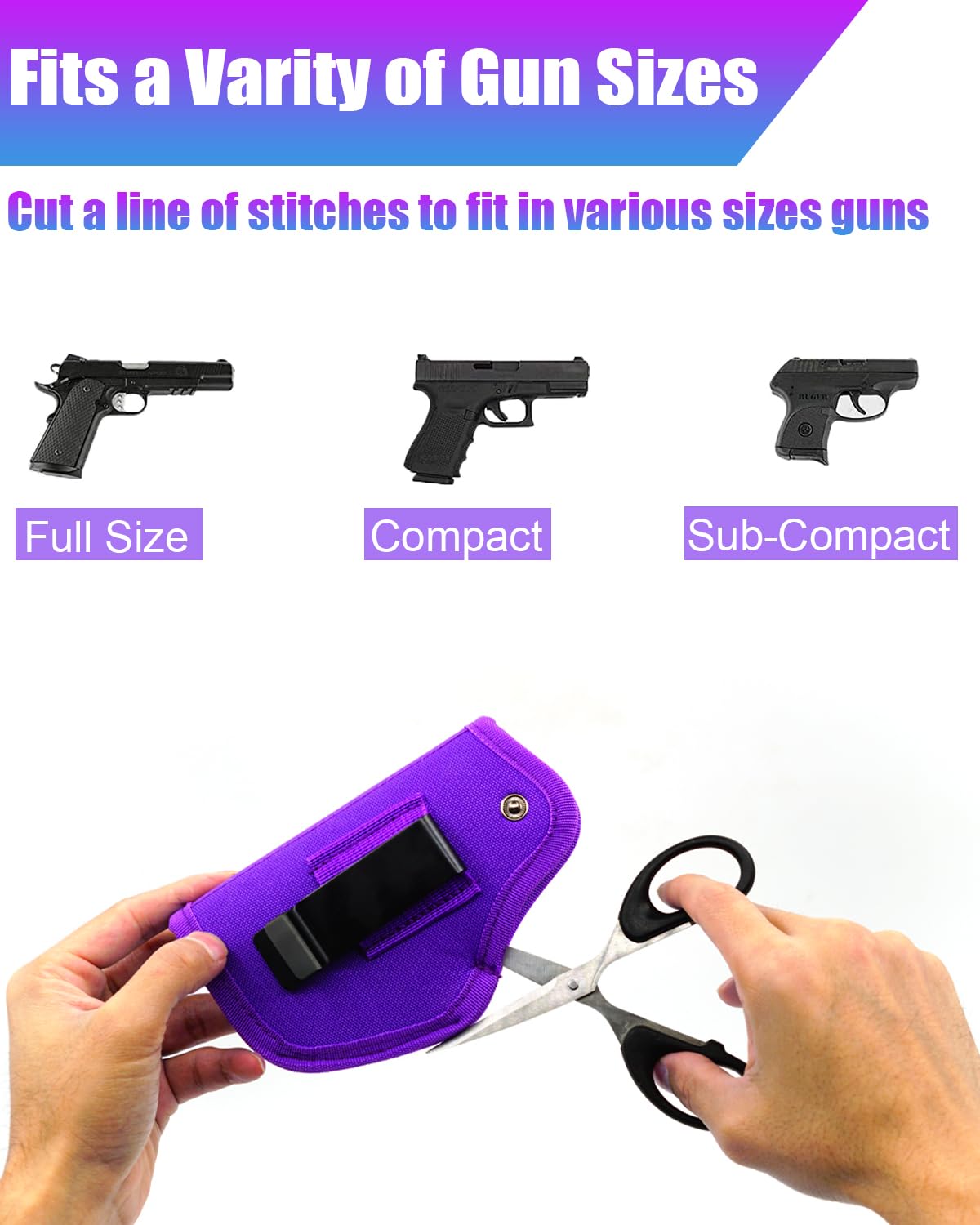 Gun Holster for Men&Women, IWB/OWB 9mm Holsters, 380 Pistol Holster fits Glock 19/17/23/26/27/42/43x, S&W M&P Shield, Sig Sauer and Similar Handguns (Purple)