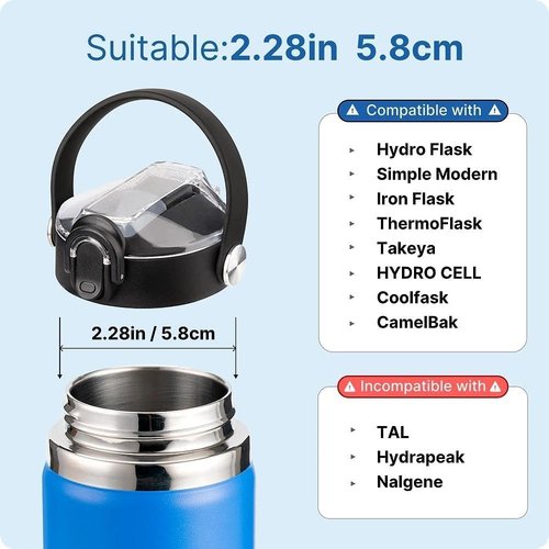Hydro Flask Auto Flip Straw Lid - Replacement Soft Spout for 12-64 oz Wide Mouth Bottles