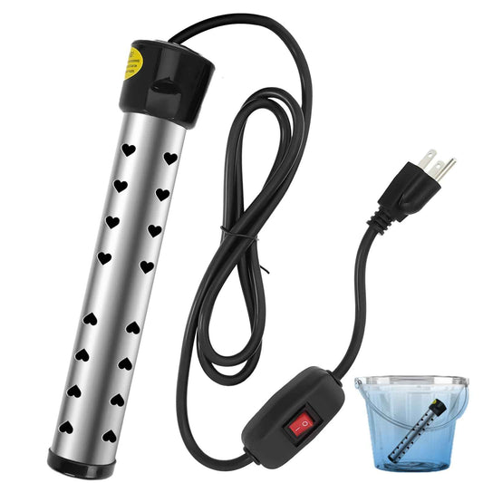 immersion Water Heater with Intelligent Temperature Control, Stainless Steel Mini Pool & Bucket Heater - Heats 5 Gallons in Minutes, Ideal for Home, Camping, and Outdoor Use