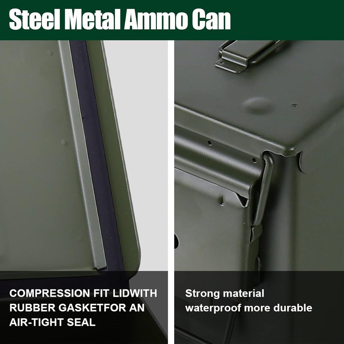 Steel Metal Ammo Can Case Set - 30 Cal & 50 Cal Military-Grade Storage Box for Shotgun & Rifle Ammo