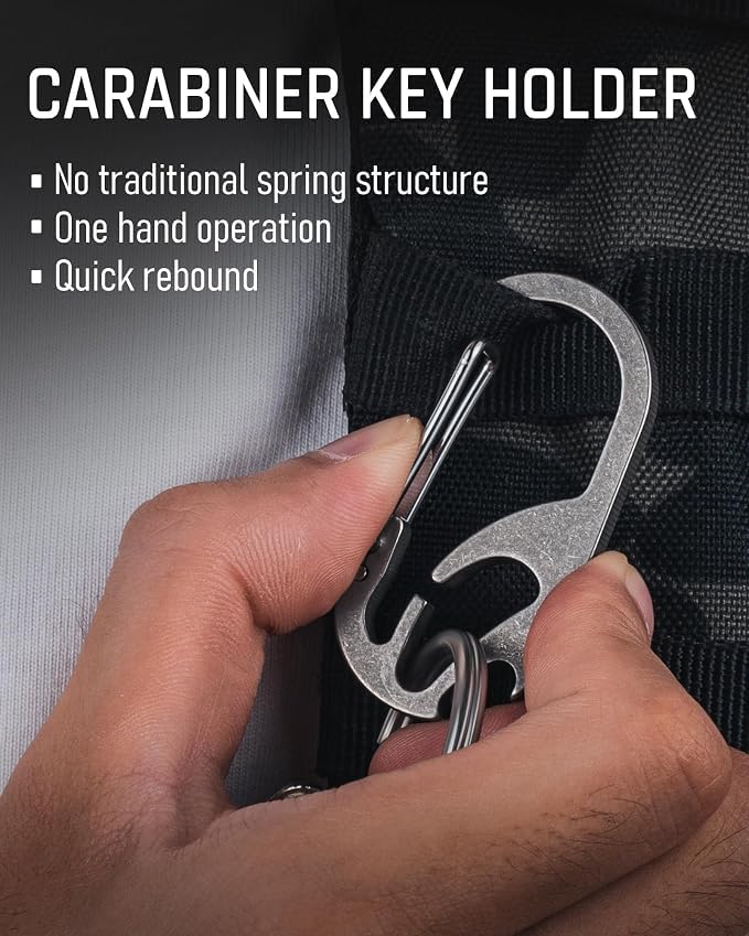 TISUR Titanium Carabiner Keychain Clip with Bottle Opener, Gray (1-pack)