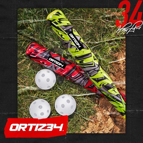 Graffiti Baseball Bat Set with 3 Balls & 4 Bases - Red