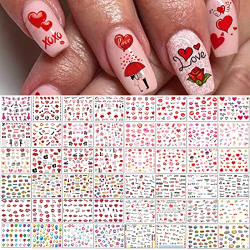 Valentine's Day Nail Art Decals - 60 Sheets Water Transfer Stickers