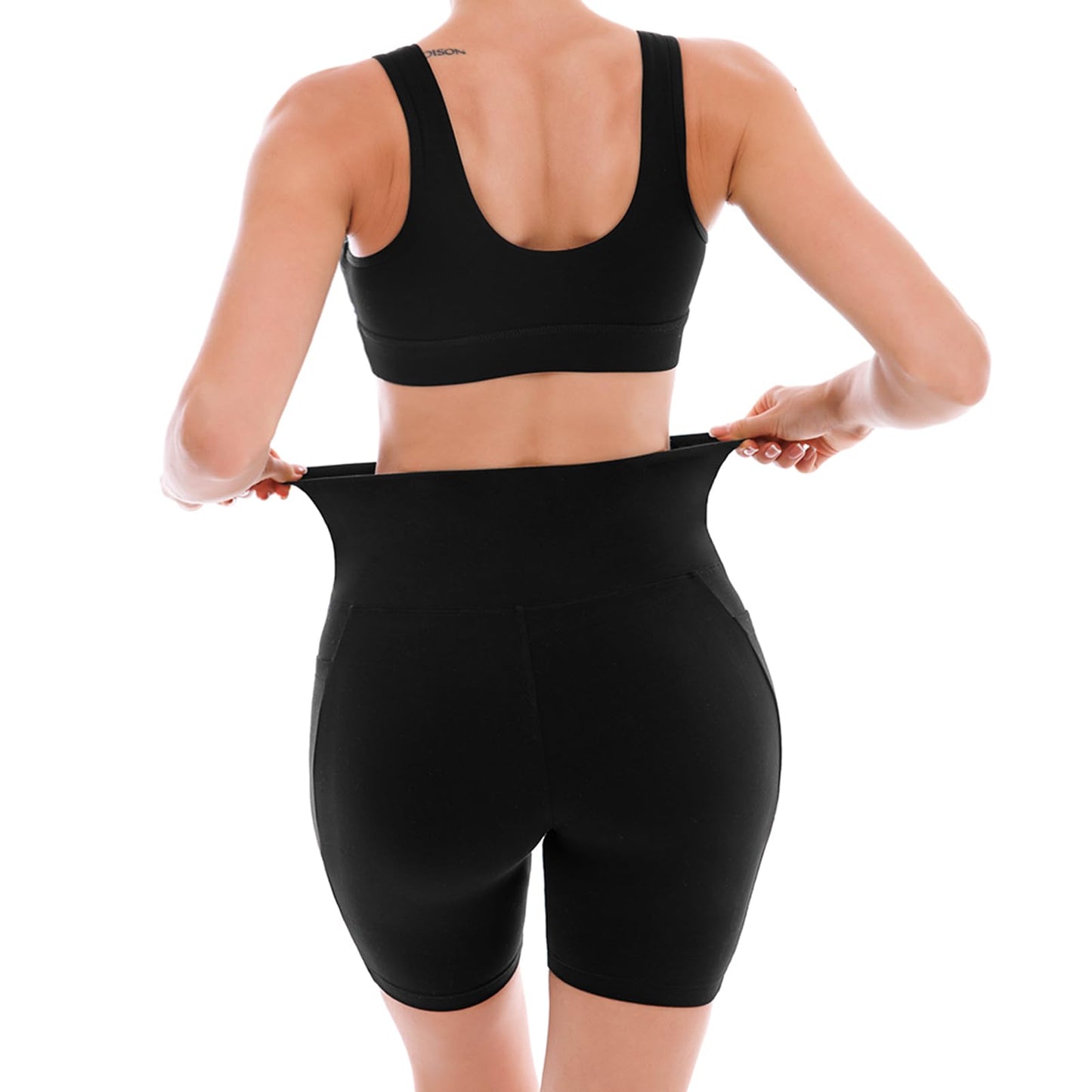 SINOPHANT 2 Pack Biker Shorts with Pockets High Waist Yoga Running Gym Workout Buttery Soft AthleticBlack XXL