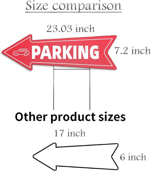 Directional Parking Signs by [Brand Name] - 10 Pack Large 23 x 7.2 Inch Durable Red & White Yard Signs with Arrows